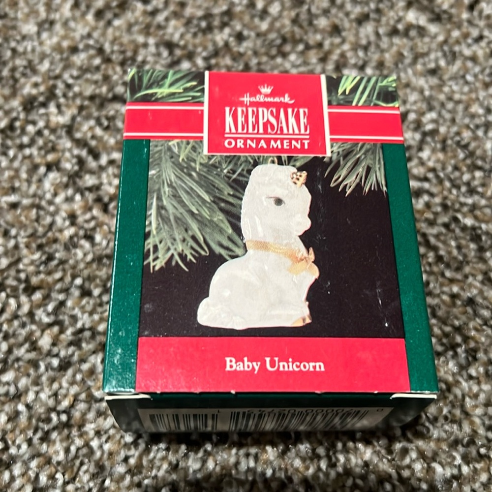 1990 vintage hallmark keepsake ornament “baby unicorn”